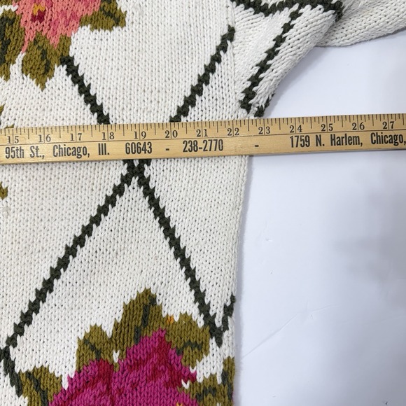 Vintage Express Handknitted Floral Sweater M/Ramie Corton 80's 90's Cottagecore - Picture 7 of 9